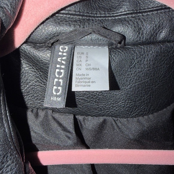 H&M Black Faux Leather Moto Jacket with Silver Hardware - Picture 5 of 5